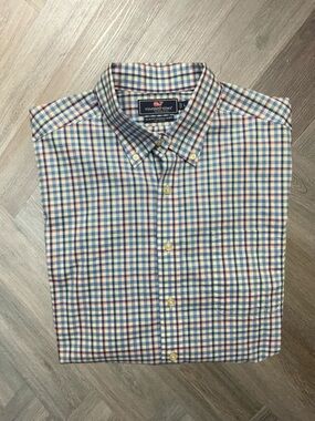Vineyard Vines Slim Fit Murray Plaid Button Down Shirt Mens Large Blue Preppy